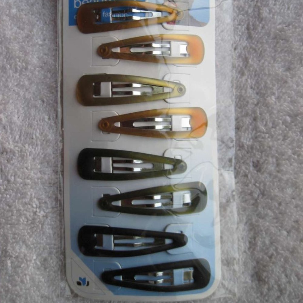 8 Scunci Colored Hue Matte Soft Touch Epoxy Metal Snap Contour Hair Clips Conair